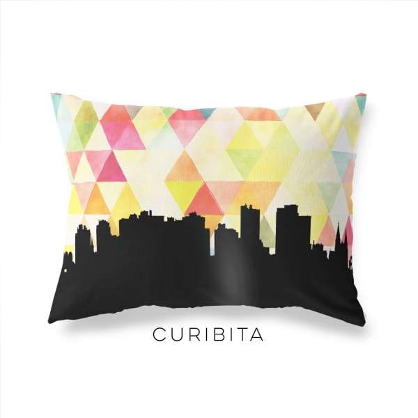 Curitiba Brazil geometric skyline - Pillow | Lumbar / Yellow - Geometric Skyline