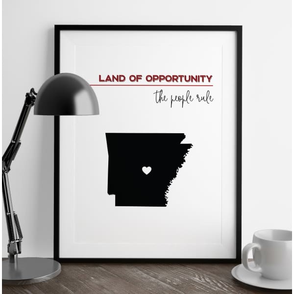 Customizable Arkansas state art - FireBrick / Black - Customizable