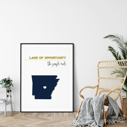 Customizable Arkansas state art - LemonChiffon / Black - Customizable