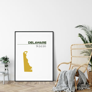 Customizable Delaware state art - ForestGreen / Gold - Customizable