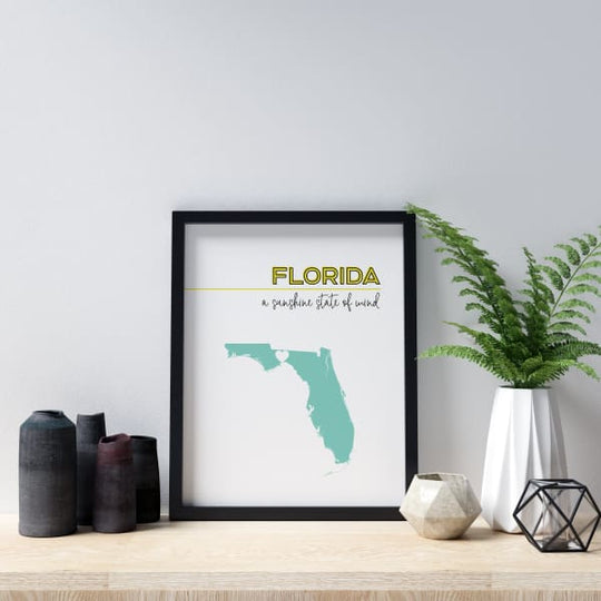 Customizable Florida state art - LemonChiffon / Turquoise - Customizable