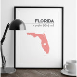 Customizable Florida state art - LightGray / Pink - Customizable