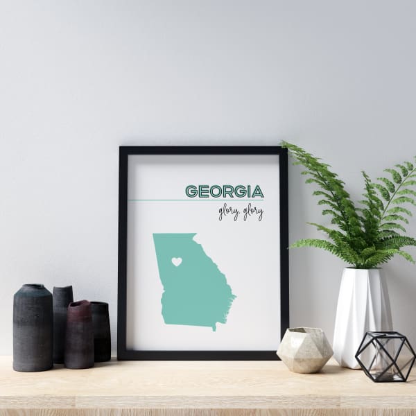 Customizable Georgia state art - PaleTurquoise / PaleTurquoise - Customizable