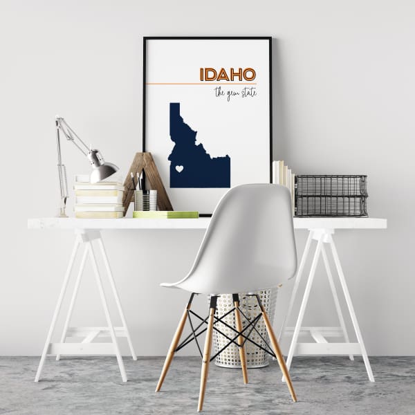 Customizable Idaho state art - DarkOrange / MidnightBlue - Customizable