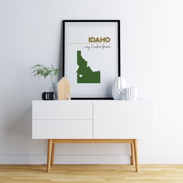 Customizable Idaho state art - Gold / ForestGreen - Customizable
