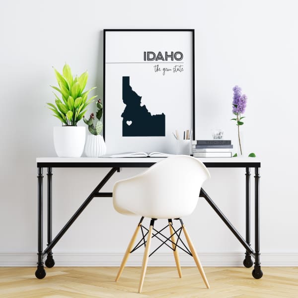 Customizable Idaho state art - LightGray / Black - Customizable