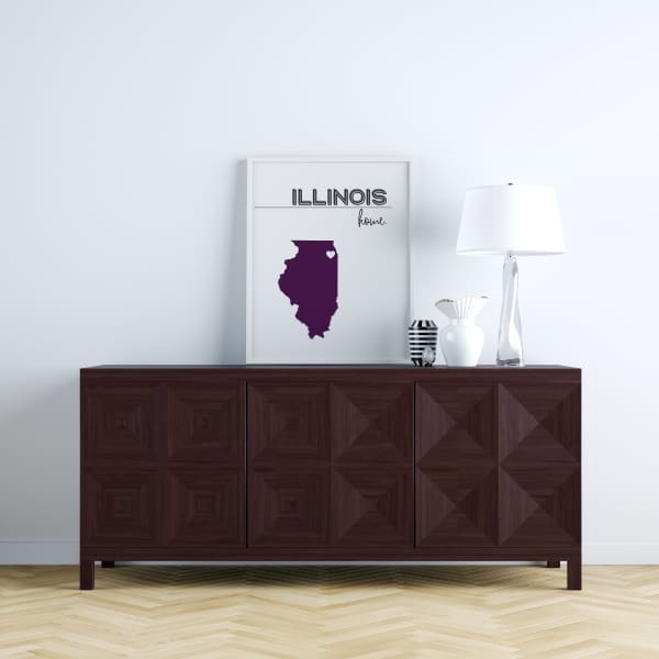 Customizable Illinois state art - LightGray / Fig Purple - Customizable