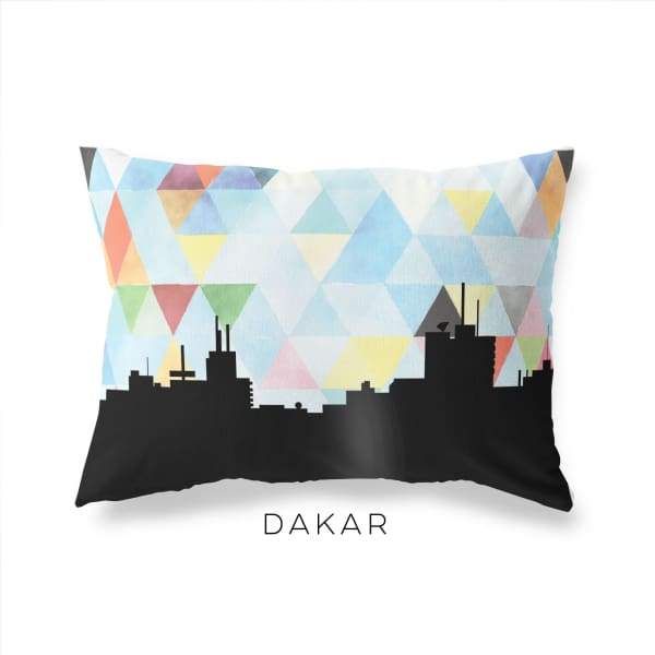 Dakar Senegal geometric skyline - Pillow | Lumbar / LightSkyBlue - Geometric Skyline