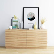 Dallas Texas city skyline with vintage Dallas map - City Map Skyline