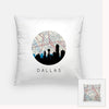 Dallas Texas city skyline with vintage Dallas map - Pillow | Square - City Map Skyline