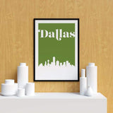 Dallas Texas retro inspired city skyline - 5x7 Unframed Print / ForestGreen - Retro Skyline