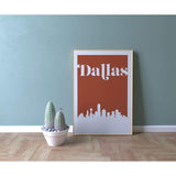 Dallas Texas retro inspired city skyline - 5x7 Unframed Print / Sienna - Retro Skyline