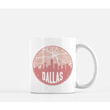Dallas Texas skyline and city map design | in multiple colors - Mug | 11 oz / Pink - City Road Maps