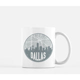 Dallas Texas skyline and city map design | in multiple colors - Mug | 11 oz / Silver - City Road Maps
