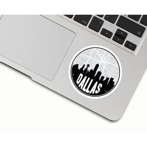 Dallas Texas skyline and city map design | in multiple colors - Sticker / Black - City Road Maps