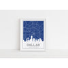 Dallas Texas skyline and map with coordinates - 5x7 Unframed Print / Navy - Road Map and Skyline