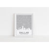 Dallas Texas skyline and map with coordinates - 5x7 Unframed Print / Silver - Road Map and Skyline