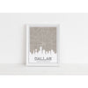 Dallas Texas skyline and map with coordinates - 5x7 Unframed Print / Tan - Road Map and Skyline