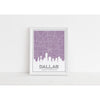 Dallas Texas skyline and map with coordinates - 5x7 Unframed Print / Thistle - Road Map and Skyline