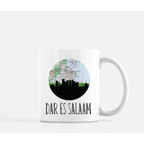 Dar es Salaam Tanzania city skyline with vintage Dar es Salaam map - Mug | 11 oz - City Map Skyline