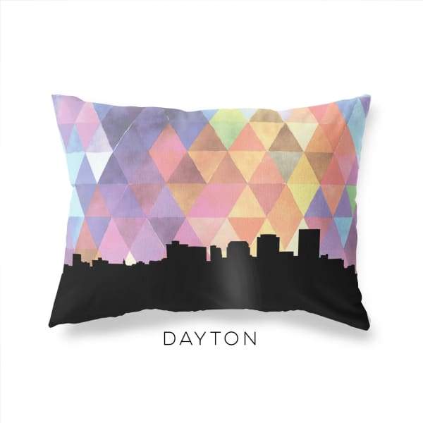 Dayton Ohio geometric skyline - Pillow | Lumbar / RebeccaPurple - Geometric Skyline