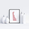 Delaware ’home’ state silhouette - 5x7 Unframed Print / RosyBrown - Home Silhouette
