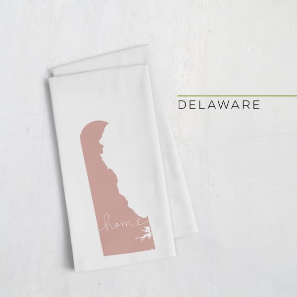 Delaware ’home’ state silhouette - Tea Towel / RosyBrown - Home Silhouette