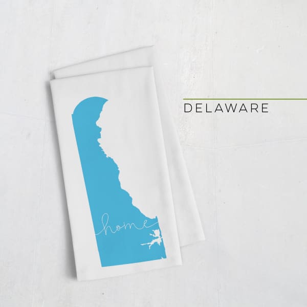 Delaware ’home’ state silhouette - Tea Towel / Turquoise - Home Silhouette