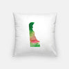 Delaware state watercolor - Pillow | Square / Pink + Green - State Watercolor