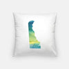 Delaware state watercolor - Pillow | Square / Yellow + Teal - State Watercolor