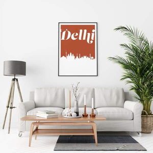 Delhi India retro inspired city skyline - 5x7 Unframed Print / Sienna - Retro Skyline