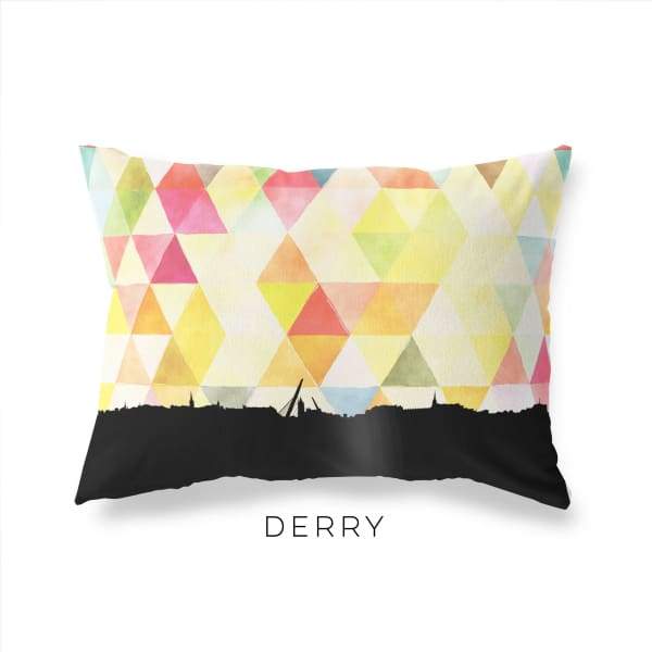 Derry Northern Ireland geometric skyline - Pillow | Lumbar / Yellow - Geometric Skyline