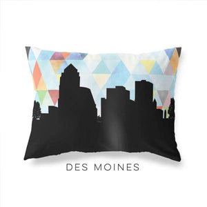 Des Moines Iowa geometric skyline - Pillow | Lumbar / LightSkyBlue - Geometric Skyline