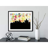 Detroit Michigan geometric skyline - 5x7 Unframed Print / Yellow - Geometric Skyline