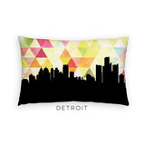 Detroit Michigan geometric skyline - Pillow | Lumbar / Yellow - Geometric Skyline