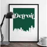 Detroit Michigan retro inspired city skyline - 5x7 Unframed Print / ForestGreen - Retro Skyline