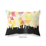 Doha Qatar geometric skyline - Pillow | Lumbar / Yellow - Geometric Skyline