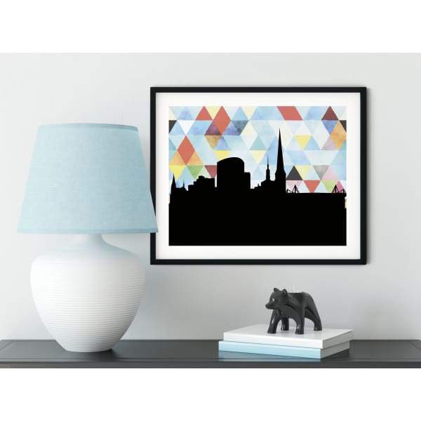 Dortmund Germany geometric skyline - 5x7 Unframed Print / LightSkyBlue - Geometric Skyline