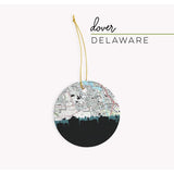 Dover Delaware city skyline with vintage Dover map - Ornament - City Map Skyline