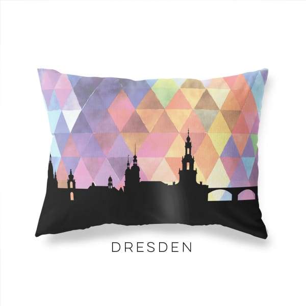 Dresden Germany geometric skyline - Pillow | Lumbar / RebeccaPurple - Geometric Skyline