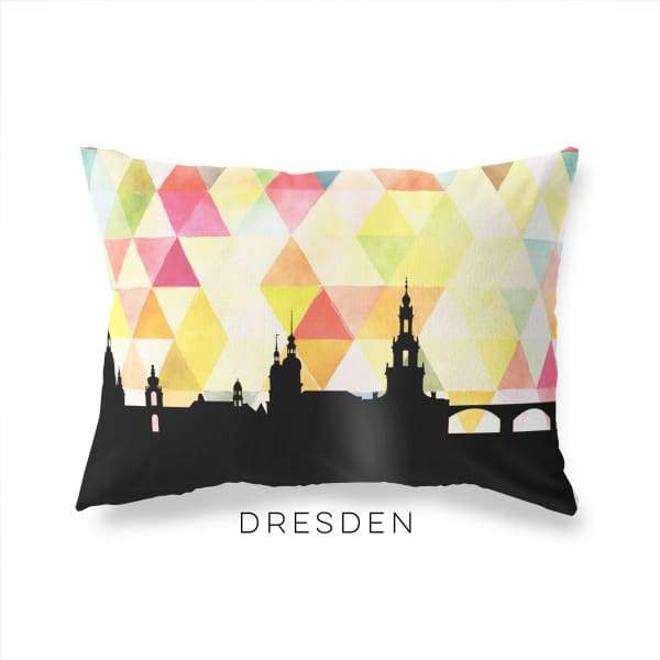 Dresden Germany geometric skyline - Pillow | Lumbar / Yellow - Geometric Skyline