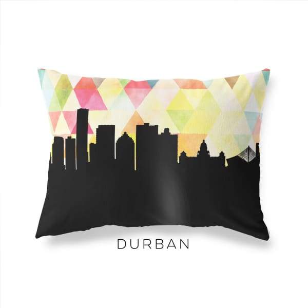 Durban South Africa geometric skyline - Pillow | Lumbar / Yellow - Geometric Skyline