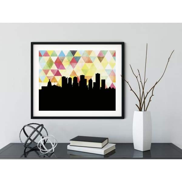 Edmonton Alberta geometric skyline - 5x7 Unframed Print / Yellow - Geometric Skyline