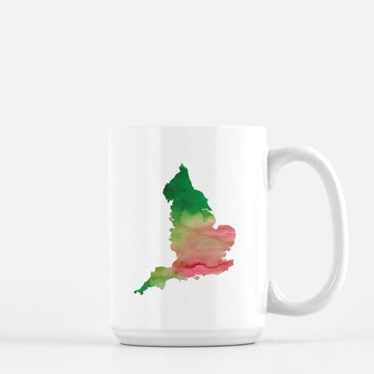 England watercolor silhouette - Mug | 15 oz / Pink + Green - Watercolor Silhouettes