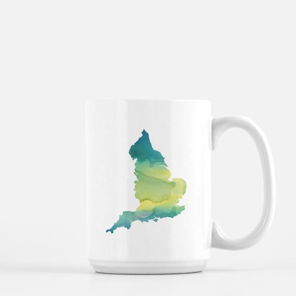 England watercolor silhouette - Mug | 15 oz / Yellow + Teal - Watercolor Silhouettes