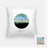 Erie Pennsylvania city skyline with vintage Erie map - Pillow | Square - City Map Skyline