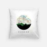 Eugene Oregon city skyline with vintage Eugene map - Pillow | Square - City Map Skyline