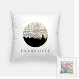 Evansville Indiana city skyline with vintage Evansville map - 5x7 Unframed Print - City Map Skyline