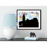 Fairfield Iowa geometric skyline - 5x7 Unframed Print / LightSkyBlue - Geometric Skyline