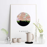 Fargo North Dakota city skyline with vintage Fargo map - City Map Skyline